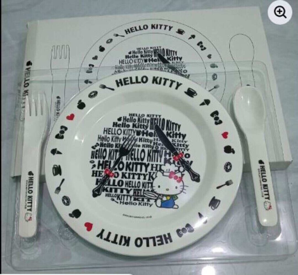 Bộ đĩa & muỗng nĩa Hello Kitty phong cách tối giản