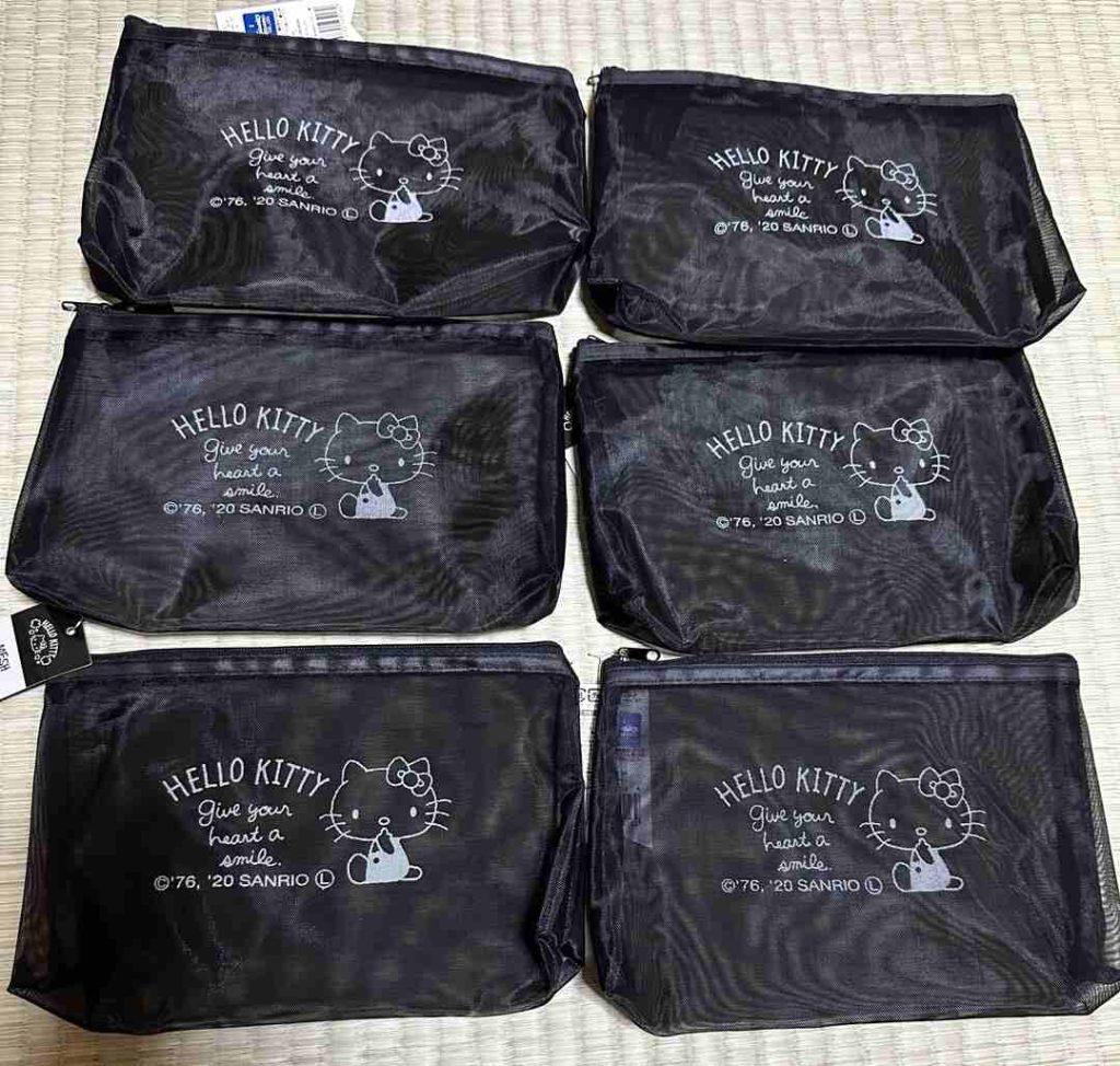 Túi lưới đen Hello Kitty