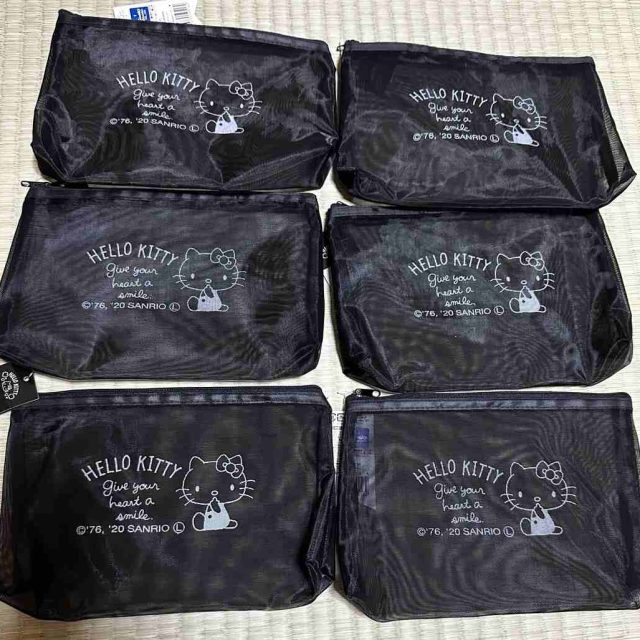 Túi lưới đen Hello Kitty